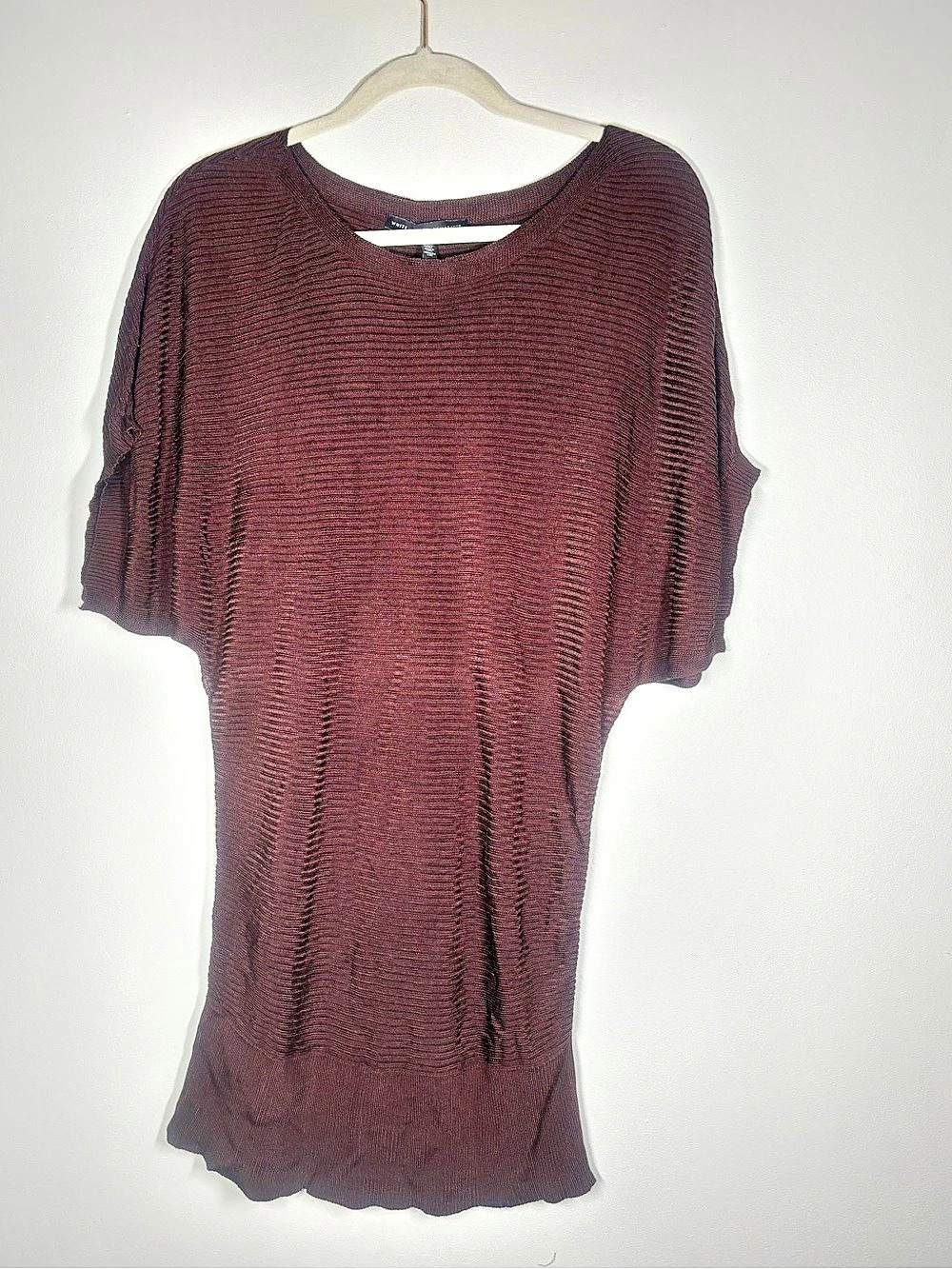 White House Black Market Ribbed Knit Tunic in Brown Size XL